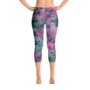 Lilac & Peacock Tie Dye Capri Leggings
