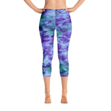 Load image into Gallery viewer, Aqua &amp; Iris Tie Dye Capri Leggings