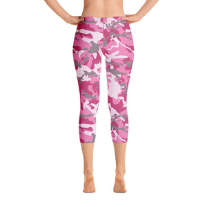 Pink Camouflage Capri Leggings