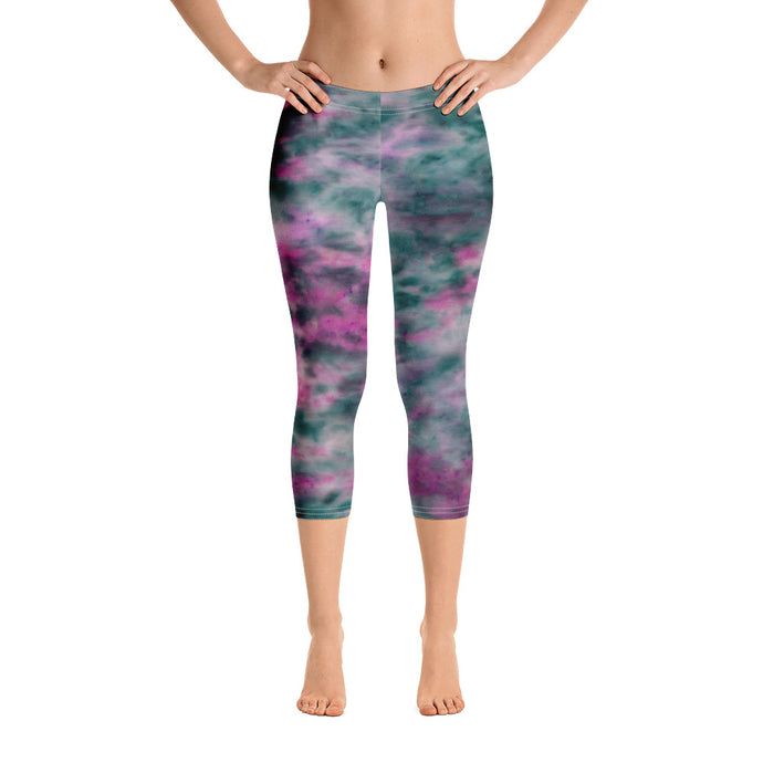 Lilac & Peacock Tie Dye Capri Leggings