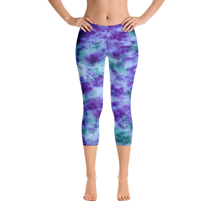Aqua & Iris Tie Dye Capri Leggings