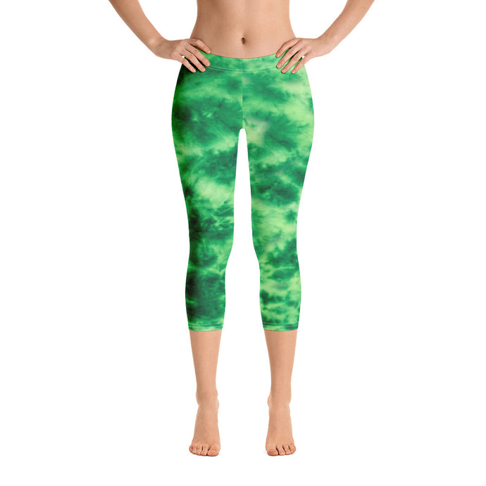 Emerald Tie Dye Capri Leggings