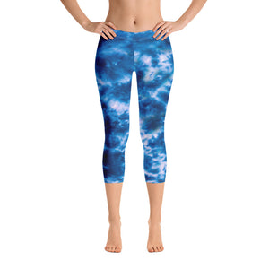 Royal Blue Tie Dye Capri Leggings