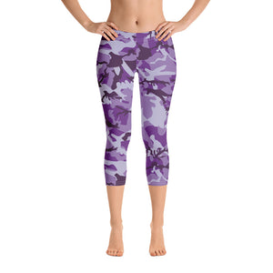 Purple Camouflage Capri Leggings