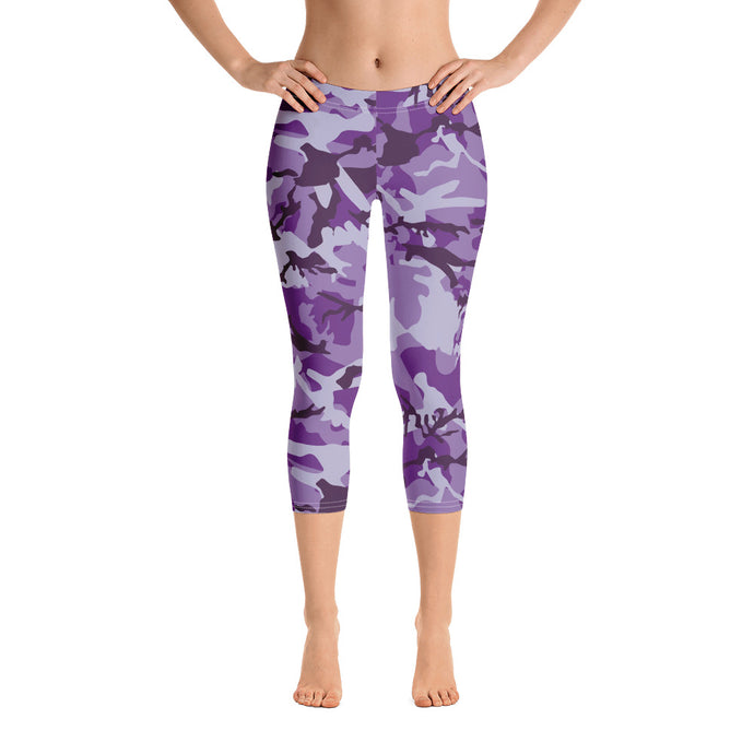 Purple Camouflage Capri Leggings