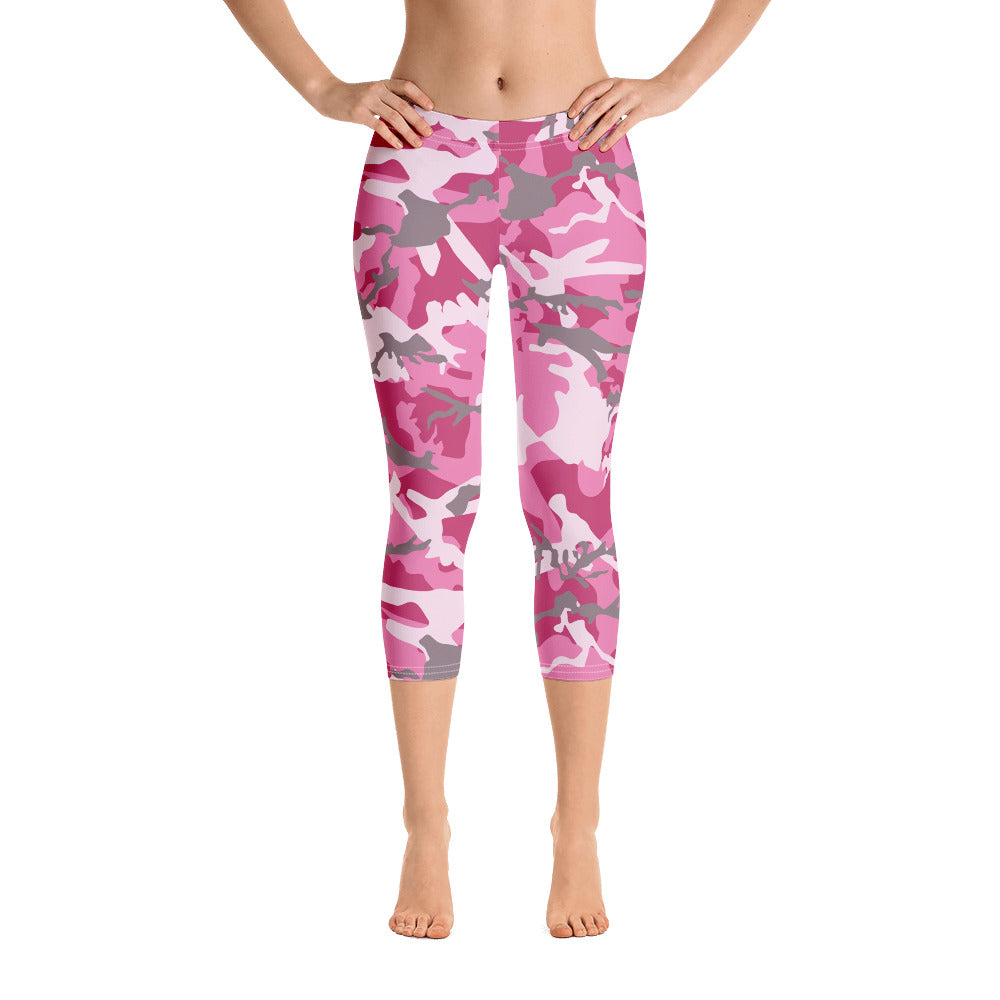 Pink Camouflage Capri Leggings