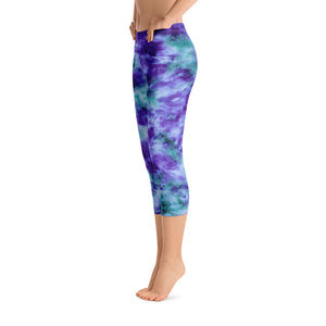 Aqua & Iris Tie Dye Capri Leggings