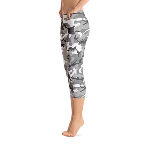Grey Camouflage Capri Leggings