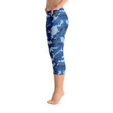 Load image into Gallery viewer, Blue Camouflage Capri Leggings
