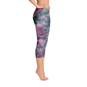 Lilac & Peacock Tie Dye Capri Leggings