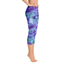 Load image into Gallery viewer, Aqua &amp; Iris Tie Dye Capri Leggings