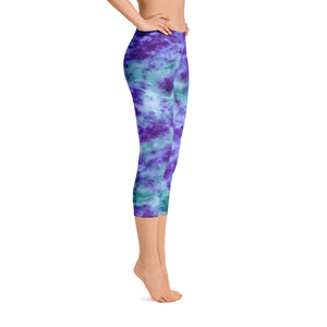 Aqua & Iris Tie Dye Capri Leggings