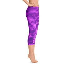 Load image into Gallery viewer, Purple Violet Tie Dye Capri Leggings