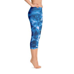 Royal Blue Tie Dye Capri Leggings