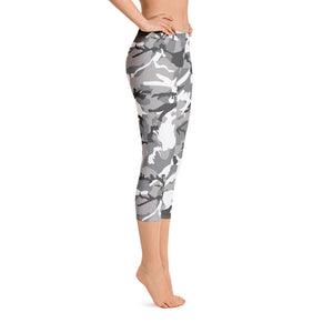 Grey Camouflage Capri Leggings