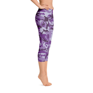 Purple Camouflage Capri Leggings