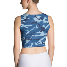 Load image into Gallery viewer, Blue Camouflage Crop Top