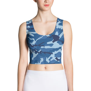 Blue Camouflage Crop Top