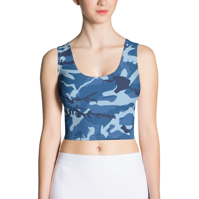 Blue Camouflage Crop Top