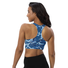 Load image into Gallery viewer, Blue Camouflage Sports Bra