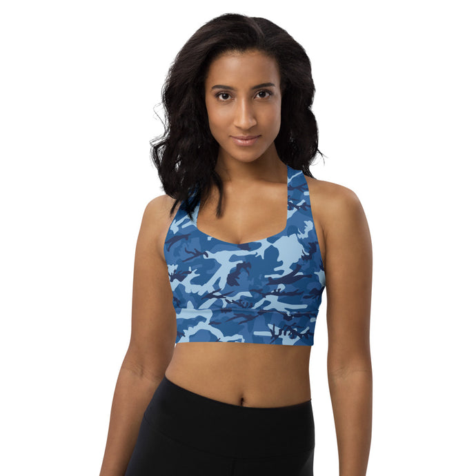 Blue Camouflage Sports Bra