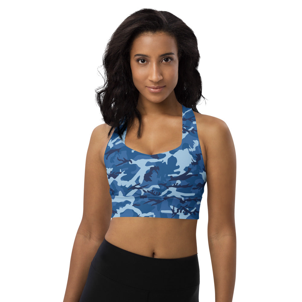 Blue Camouflage Sports Bra