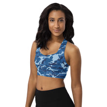 Load image into Gallery viewer, Blue Camouflage Sports Bra