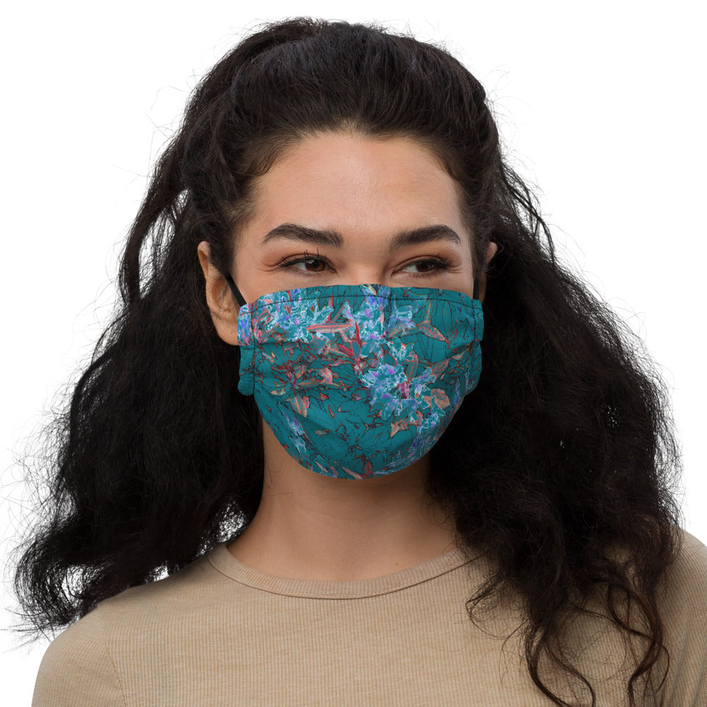 Turquoise Floral Face Mask