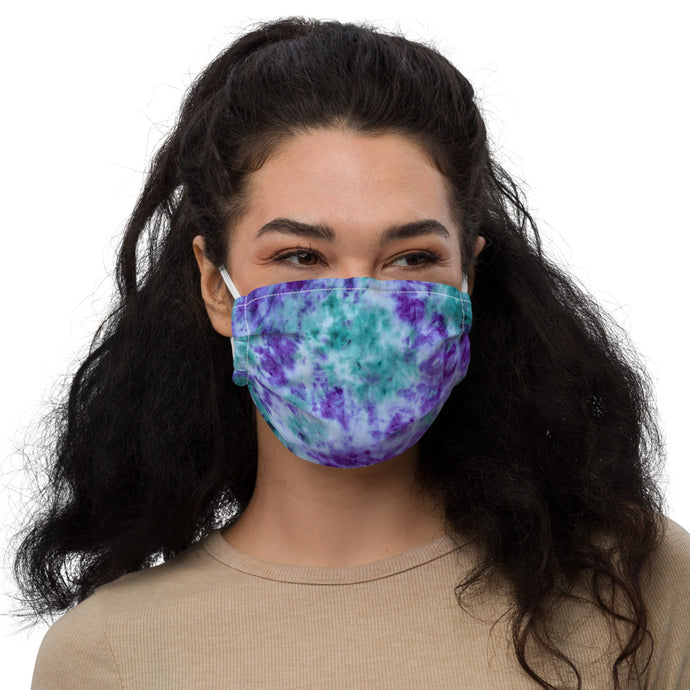 Aqua & Iris Tie Dye Face Mask