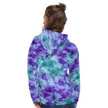 Load image into Gallery viewer, Aqua &amp; Iris Tie Dye Unisex Hoodie