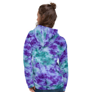 Aqua & Iris Tie Dye Unisex Hoodie