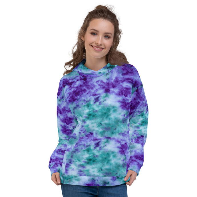 Aqua & Iris Tie Dye Unisex Hoodie