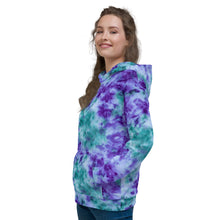 Load image into Gallery viewer, Aqua &amp; Iris Tie Dye Unisex Hoodie