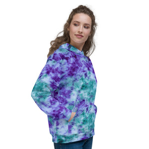 Aqua & Iris Tie Dye Unisex Hoodie
