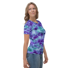 Load image into Gallery viewer, Aqua &amp; Iris Tie Dye Women&#39;s T-shirt