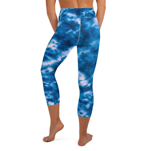Royal Blue Tie Dye Yoga Capri Leggings