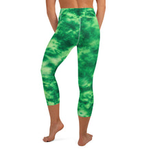 Load image into Gallery viewer, Emerald Tie Dye Yoga Capri Leggings