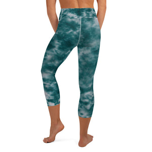 Deep Ocean Tie Dye Yoga Capri Leggings