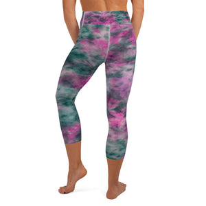 Lilac & Peacock Tie Dye Yoga Capri Leggings