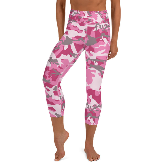 Pink Camouflage Yoga Capri Leggings