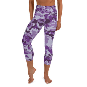 Purple Camouflage Yoga Capri Leggings