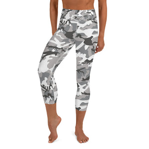 Grey Camouflage Yoga Capri Leggings