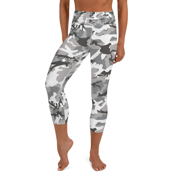Grey Camouflage Yoga Capri Leggings