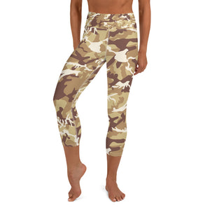 Brown Camouflage Yoga Capri Leggings