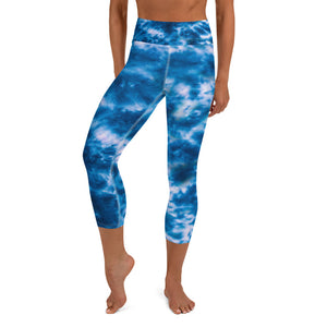 Royal Blue Tie Dye Yoga Capri Leggings