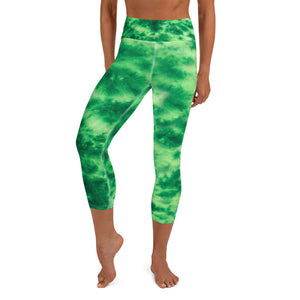 Emerald Tie Dye Yoga Capri Leggings