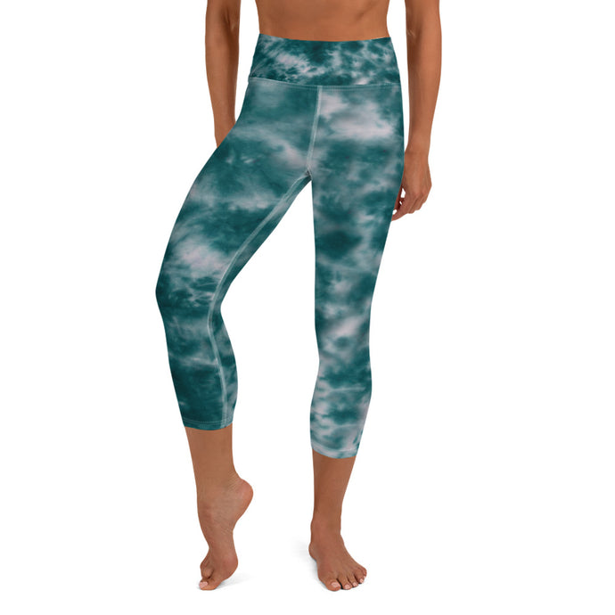Deep Ocean Tie Dye Yoga Capri Leggings