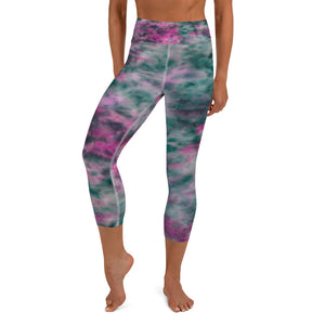 Lilac & Peacock Tie Dye Yoga Capri Leggings
