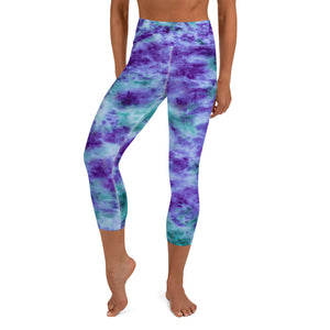 Aqua & Iris Tie Dye Yoga Capri Leggings
