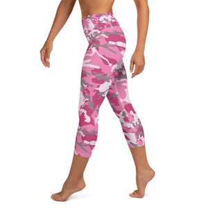 Pink Camouflage Yoga Capri Leggings